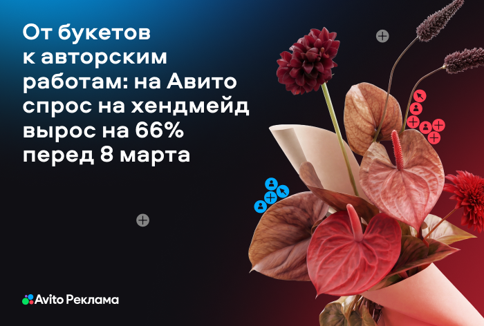 Изображение к От букетов к авторским работам: спрос на подарки своими руками вырос на 66% перед 8 Марта